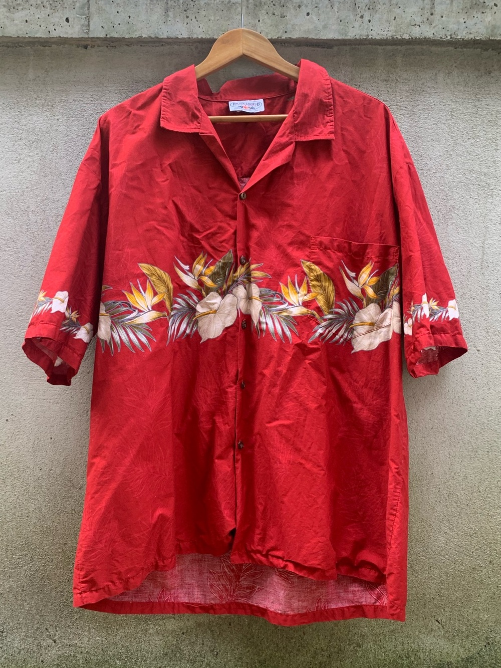 Pacific Legend Made In Hawaii Red Hisbiscus Hawaiian Button-Up Shirt Size 3X